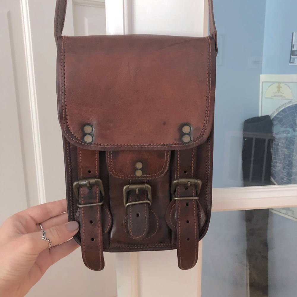 Vintage leather satchel purse